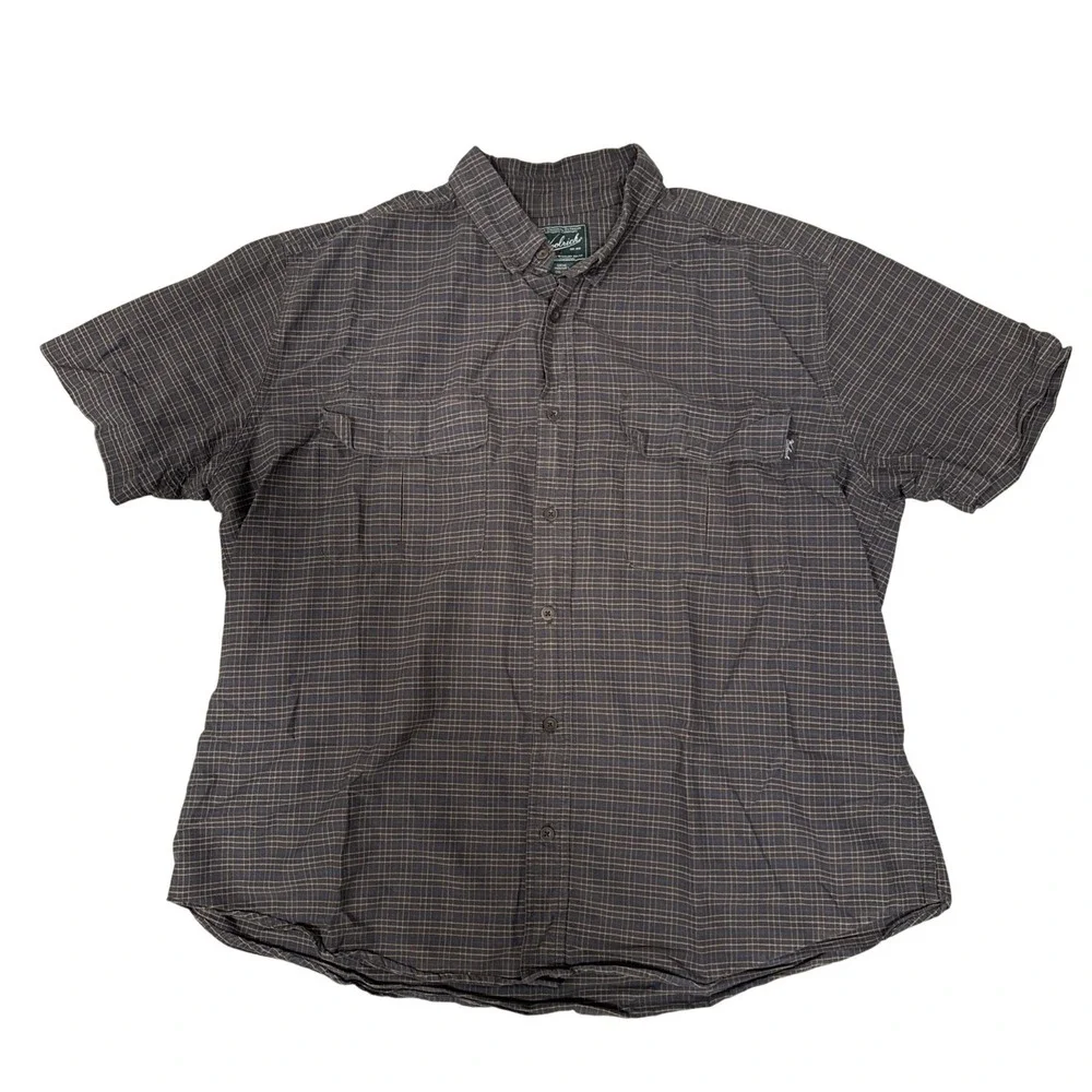 Woolrich Shirt Mens 2XL Brown Pattern Button Down Outdoor Short Sleeve (READ) - Picture 1 of 11